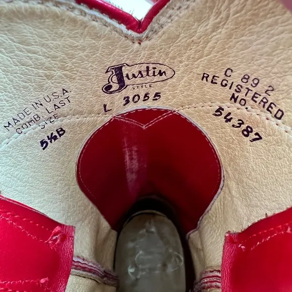 Justin Roper red boots size 51/2   S01/650