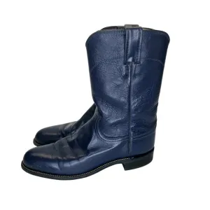 Justin Western Cowboy Boots Men's 9B Blue Leather Pull On Style L3744 Outdoors