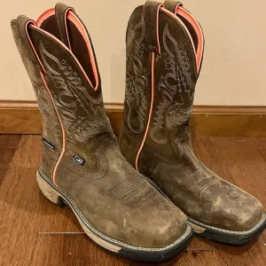Justin Womens Pull-On Rural Comp Toe Western Boots SE4357 Chocolate Size 7B Farm