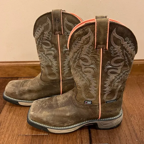 Justin Womens Pull-On Rural Comp Toe Western Boots SE4357 Chocolate Size 7B Farm