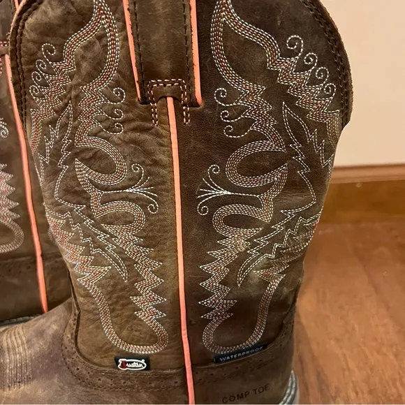 Justin Womens Pull-On Rural Comp Toe Western Boots SE4357 Chocolate Size 7B Farm