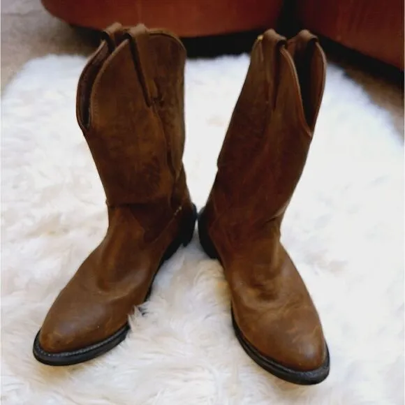 Justin Brown leather western pull-on boots