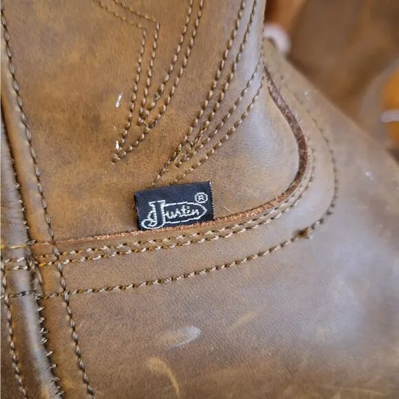 Justin Brown leather western pull-on boots