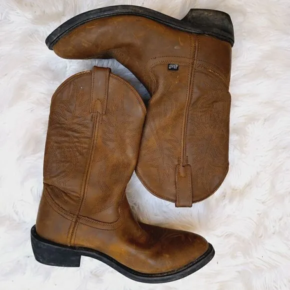 Justin Brown leather western pull-on boots