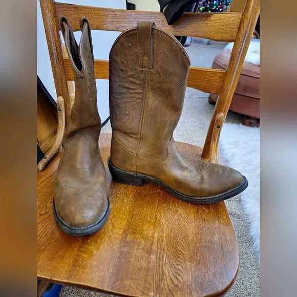 Justin Brown leather western pull-on boots