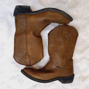 Justin Brown leather western pull-on boots