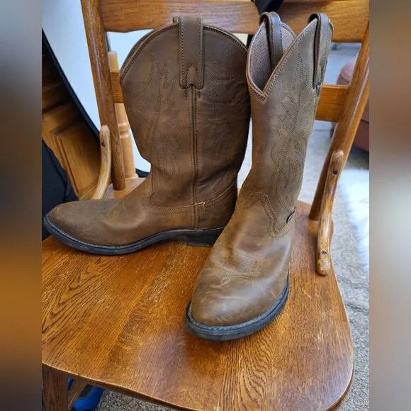 Justin Brown leather western pull-on boots