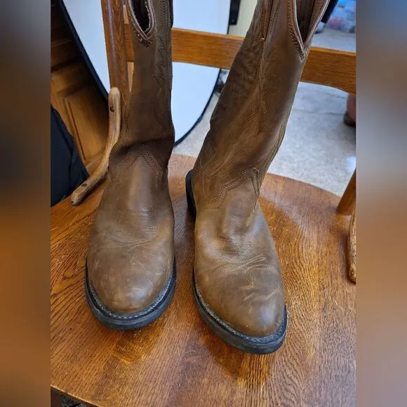 Justin Brown leather western pull-on boots