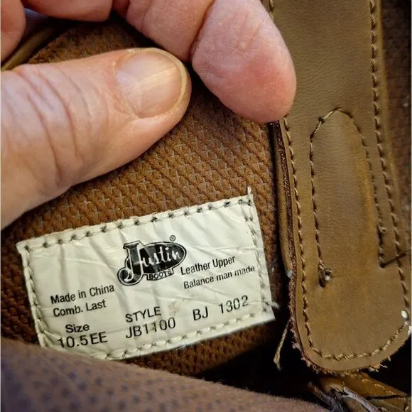 Justin Brown leather western pull-on boots