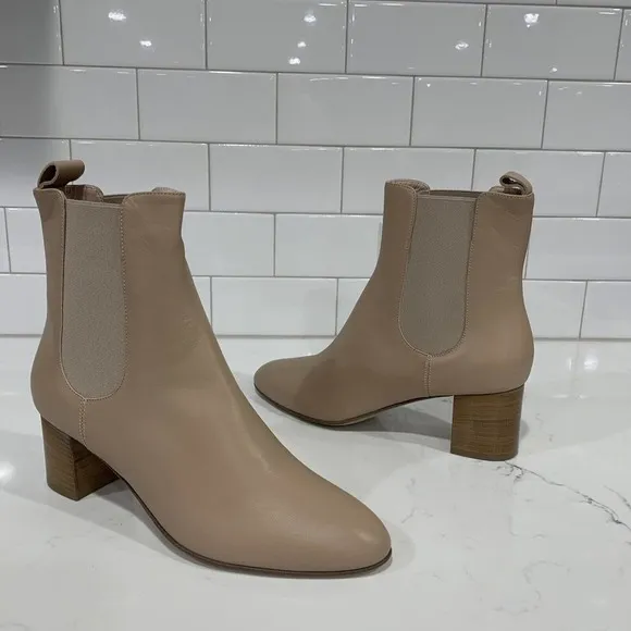 Kahmune | Mila Boots Chelsea Leather Ankle Pull On Almond Toe- Size 8 39