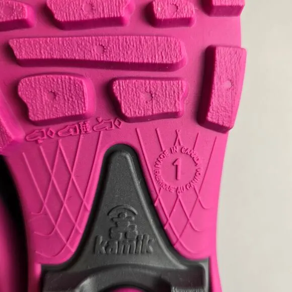 Kamik Snobuster 1 Kids Size 1 Charcoal Magenta Snow Boots Winter