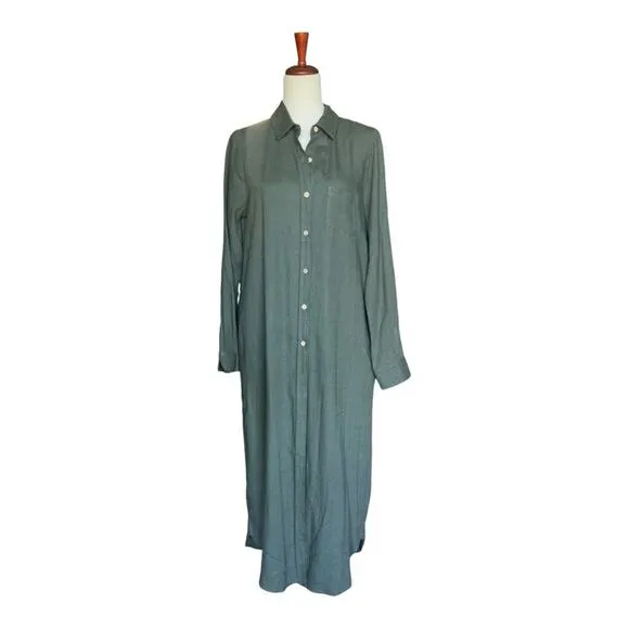 Karen Kane Women's Green Linen Button Down Shirt Dress Size M