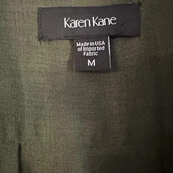 Karen Kane Women's Green Linen Button Down Shirt Dress Size M