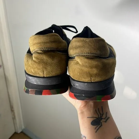 KARL LAGERFELD Brown and Black Camo Colorful Sole Sneakers Size 11.5