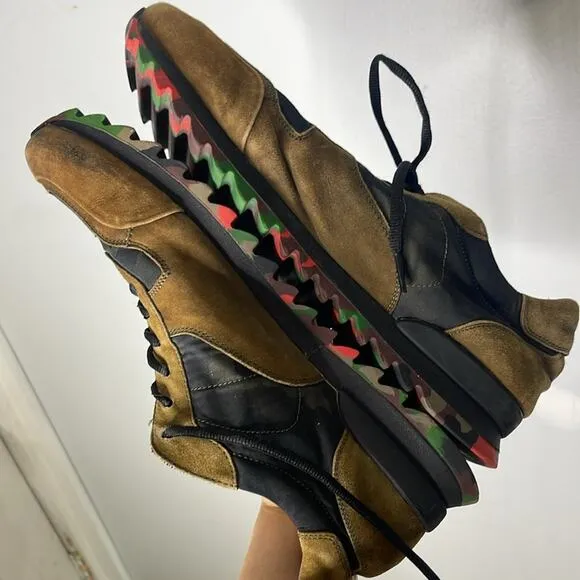 KARL LAGERFELD Brown and Black Camo Colorful Sole Sneakers Size 11.5