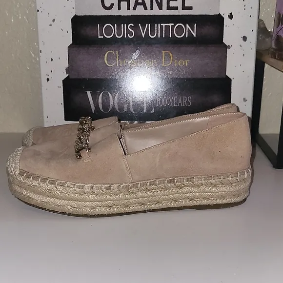 Karl Lagerfeld Gold Tan Espadrilles with Chain Detail