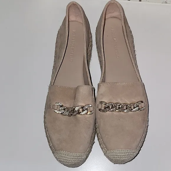 Karl Lagerfeld Gold Tan Espadrilles with Chain Detail