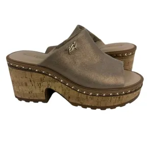 Karl Lagerfield Clarina Platform Sandals Latte Gold Metallic