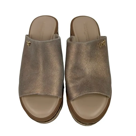 Karl Lagerfield Clarina Platform Sandals Latte Gold Metallic