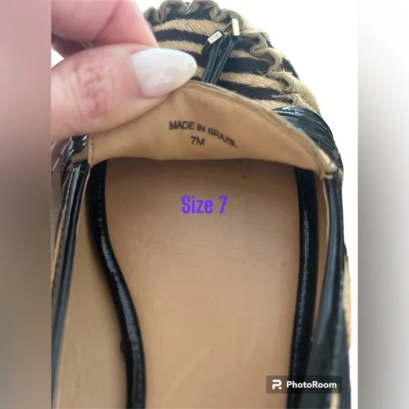 Kate Spade Animal Zebra Tiger Fur Hair Moccasins Flats Loafer Slip-ons sz 7 EUC