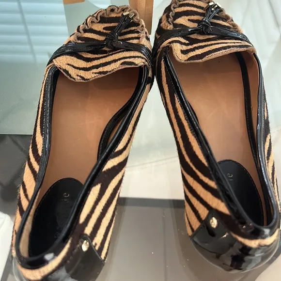 Kate Spade Animal Zebra Tiger Fur Hair Moccasins Flats Loafer Slip-ons sz 7 EUC