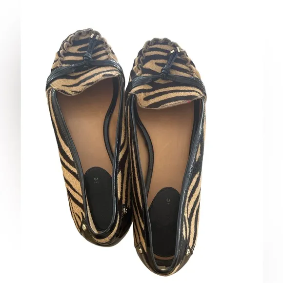 Kate Spade Animal Zebra Tiger Fur Hair Moccasins Flats Loafer Slip-ons sz 7 EUC