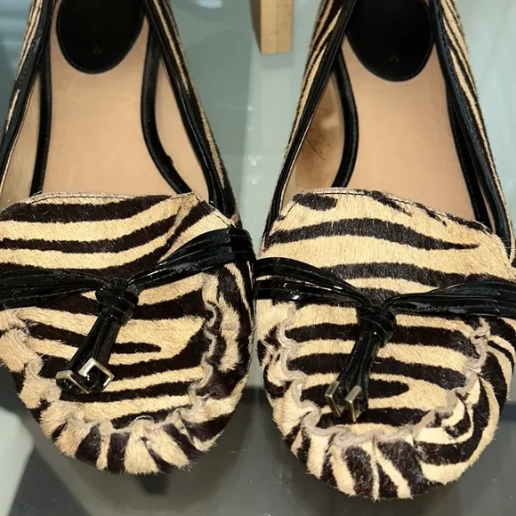 Kate Spade Animal Zebra Tiger Fur Hair Moccasins Flats Loafer Slip-ons sz 7 EUC