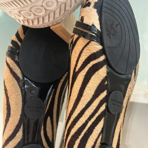 Kate Spade Animal Zebra Tiger Fur Hair Moccasins Flats Loafer Slip-ons sz 7 GUC