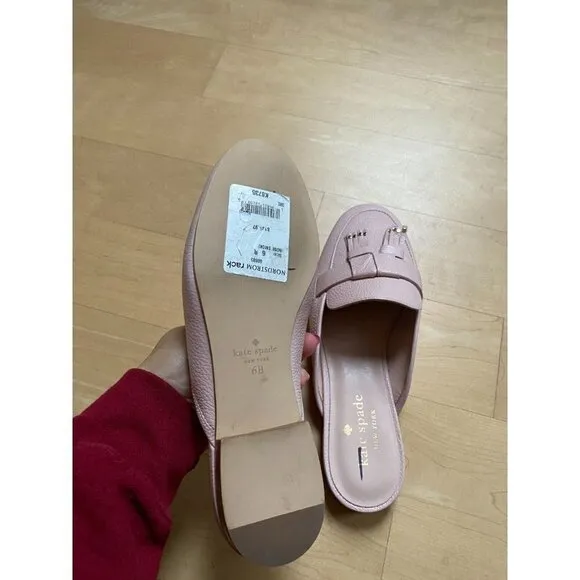KATE Spade BNWT &quot;Berkley&quot; pink slip on muless NEW flats tassel