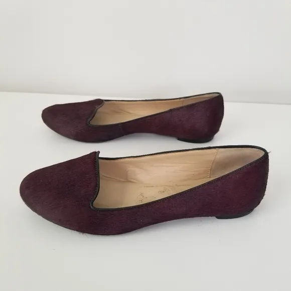 Kate Spade Burgundy Calf Hair Flat Loafers Size 7 Classic Workwear Careerwear