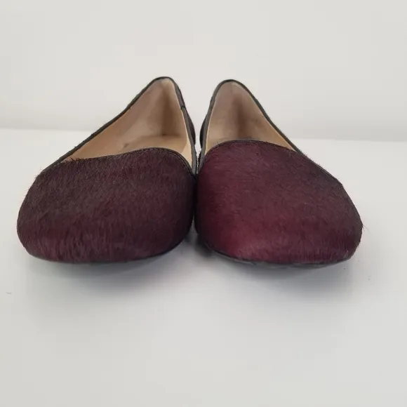 Kate Spade Burgundy Calf Hair Flat Loafers Size 7 Classic Workwear Careerwear