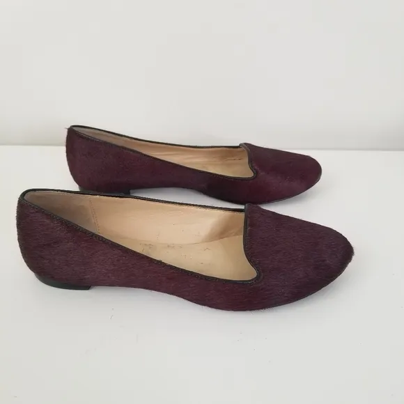Kate Spade Burgundy Calf Hair Flat Loafers Size 7 Classic Workwear Careerwear