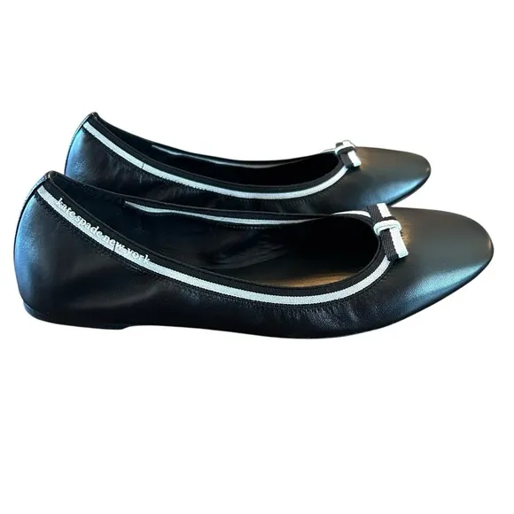 Kate Spade Claudette Black Nappa Leather Ballet Slip On Flats NEW Size 9