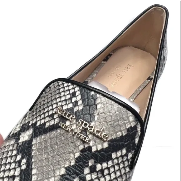 Kate Spade Loafer Torte Flat Leather Slip-on Snakeskin Print Shoes Size 6