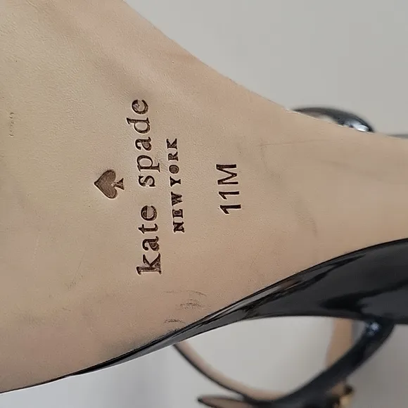 Kate Spade New York Daria open toe floral black leather wedge sandal women's 11