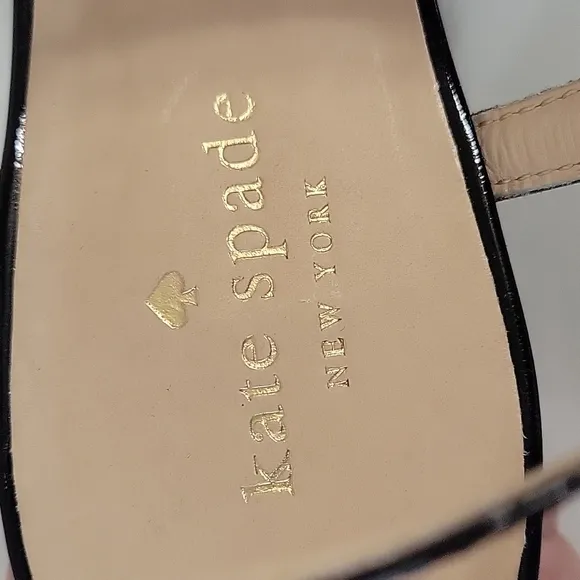 Kate Spade New York Daria open toe floral black leather wedge sandal women's 11