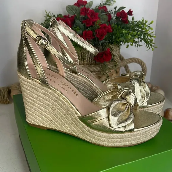 kate spade New York Wedge Sandals Sz. 9.5 Pale Gold