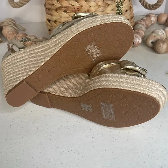 kate spade New York Wedge Sandals Sz. 9.5 Pale Gold
