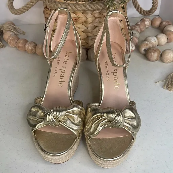 kate spade New York Wedge Sandals Sz. 9.5 Pale Gold