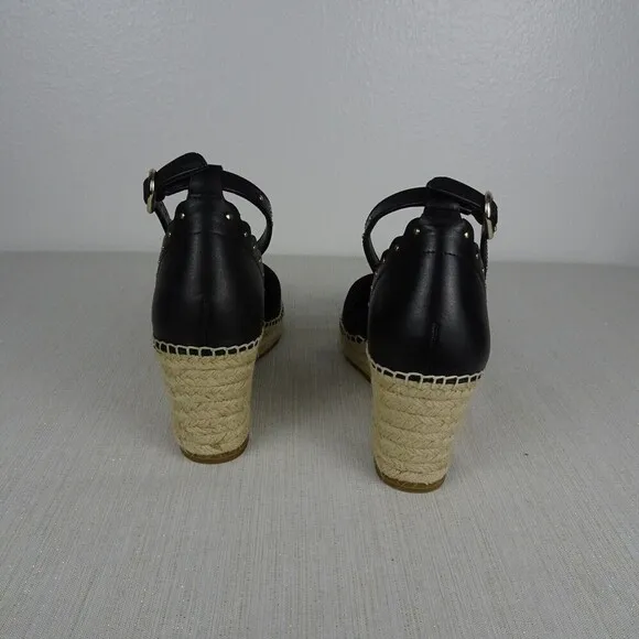 KATE SPADE Paloma Women's Espadrille Sandals Wedge Ankle Strap Black NIB 7