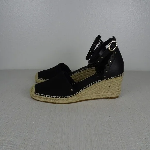 KATE SPADE Paloma Women's Espadrille Sandals Wedge Ankle Strap Black NIB 7