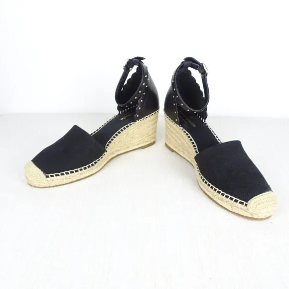 KATE SPADE Paloma Women's Espadrille Sandals Wedge Ankle Strap Black NIB 7
