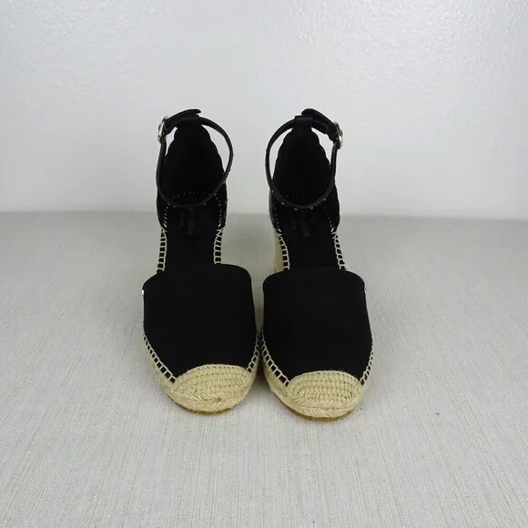 KATE SPADE Paloma Women's Espadrille Sandals Wedge Ankle Strap Black NIB 7