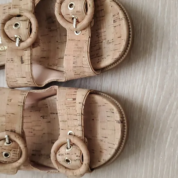 Kate Spade Rhodes Natural Cork Double Strap Buckle Slide Sandals Sz9.5