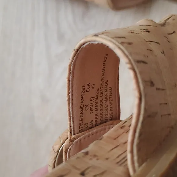 Kate Spade Rhodes Natural Cork Double Strap Buckle Slide Sandals Sz9.5