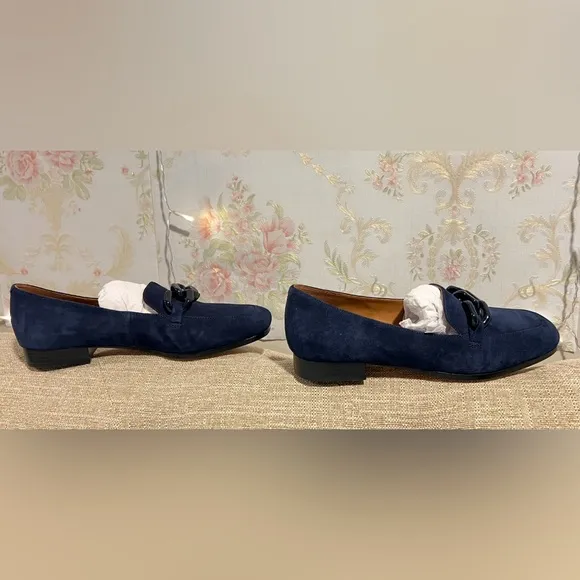 Kate Spade Rowan Women Slip On Chained Moc Toe Loafers Blazer Blue New size 8