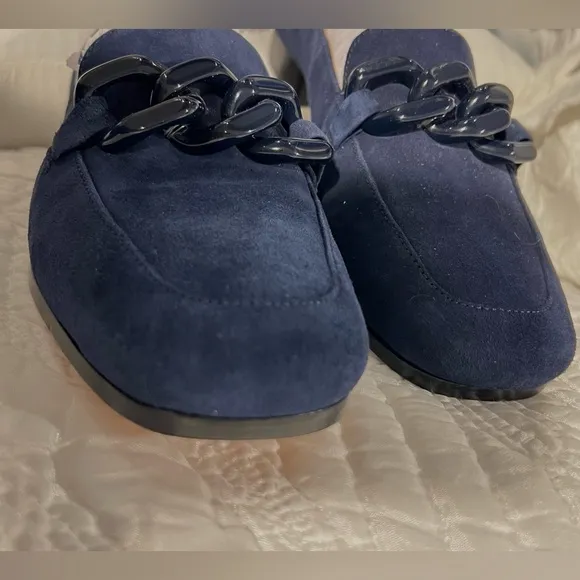 Kate Spade Rowan Women Slip On Chained Moc Toe Loafers Blazer Blue New size 8