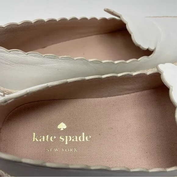 Kate Spade | White Slip Ons Flats Leather Loafers 8