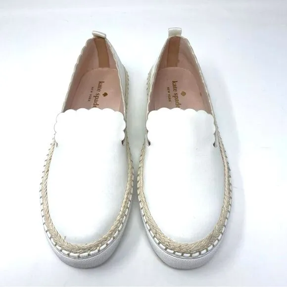 Kate Spade | White Slip Ons Flats Leather Loafers 8