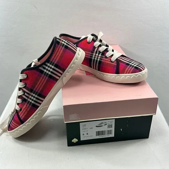 Kate Spade Vale Pink MUlti Plaid Sneakers size 6 B